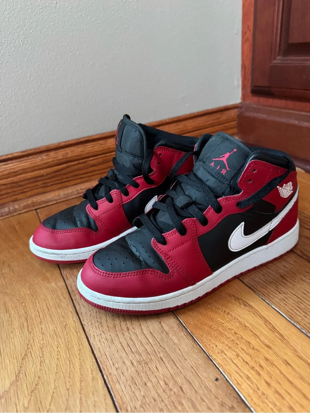 Nike Air Jordan Kids Red & Black Mid-Top Sneakers